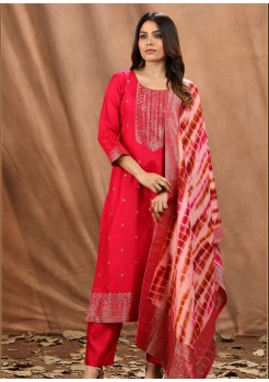 Red Silk  Designer Suit 